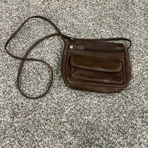 FOSSIL Brown Distress Leather Crossbody  Handbag Shoulder Vintage Boho Y2K